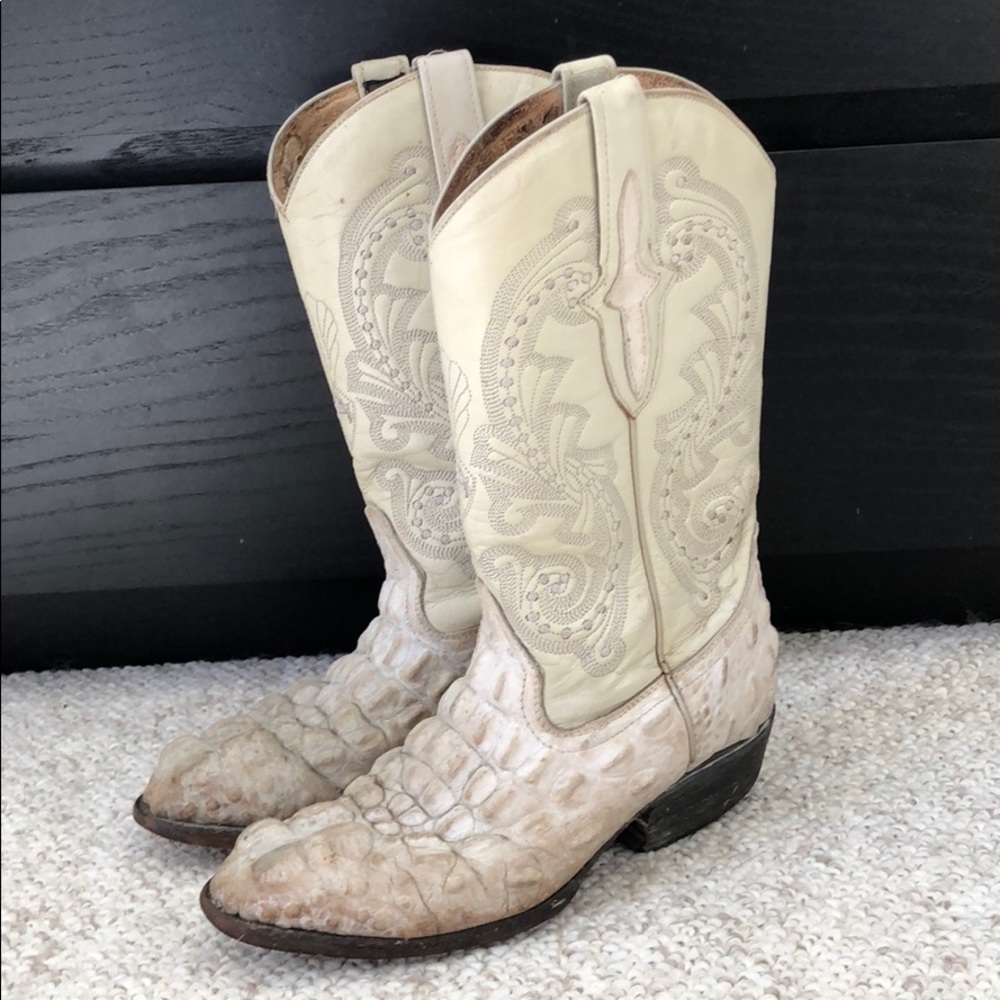 White Leather Cowboy Boots